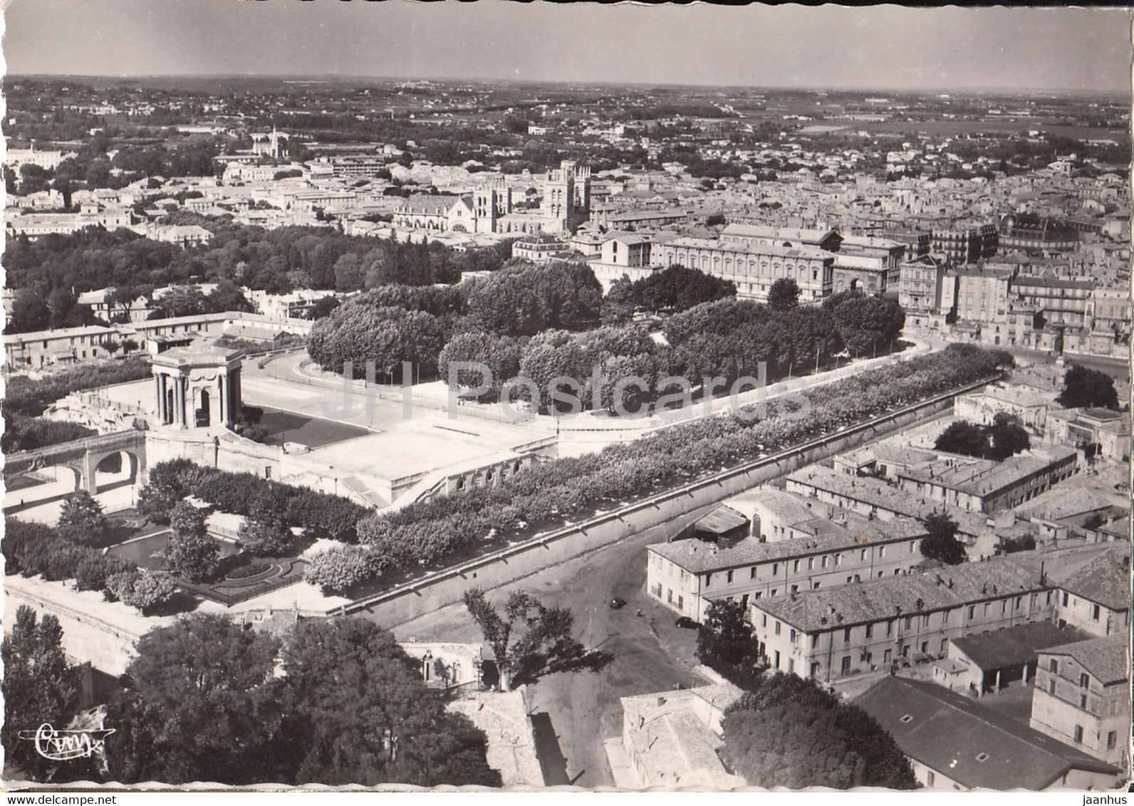 Montpellier - Vue Aerienne - Jardins du Peyrou - garden - France - unused - JH Postcards