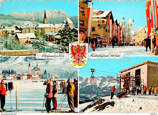 Skiparadies Kitzbuhel 763 m - cable car - streets - multiview - 175 - 1969 - Austria – used – JH Postcards