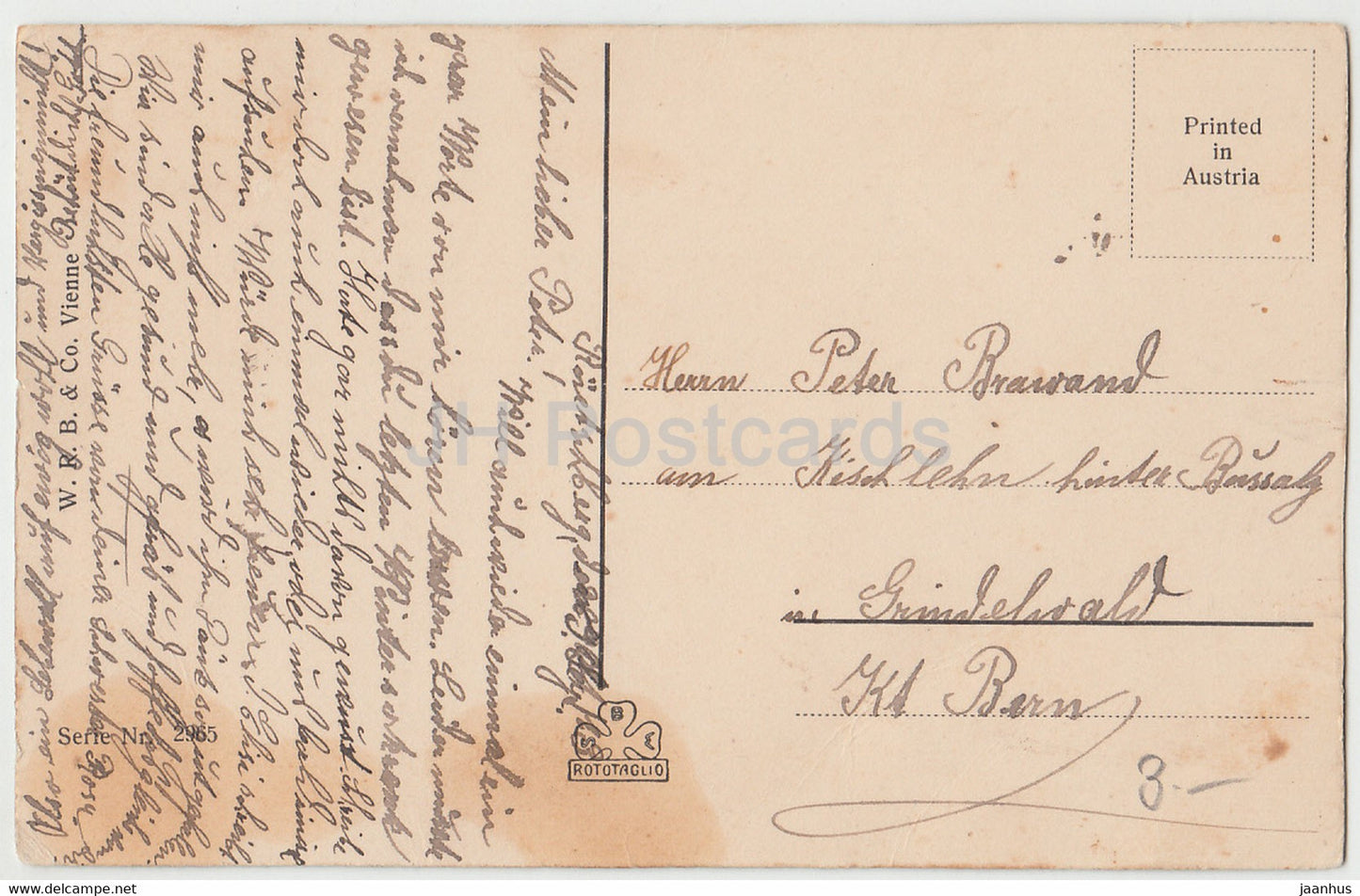 Frau - Brief schreiben - Serie Nr. 2965 - alte Postkarte - Österreich - gebraucht
