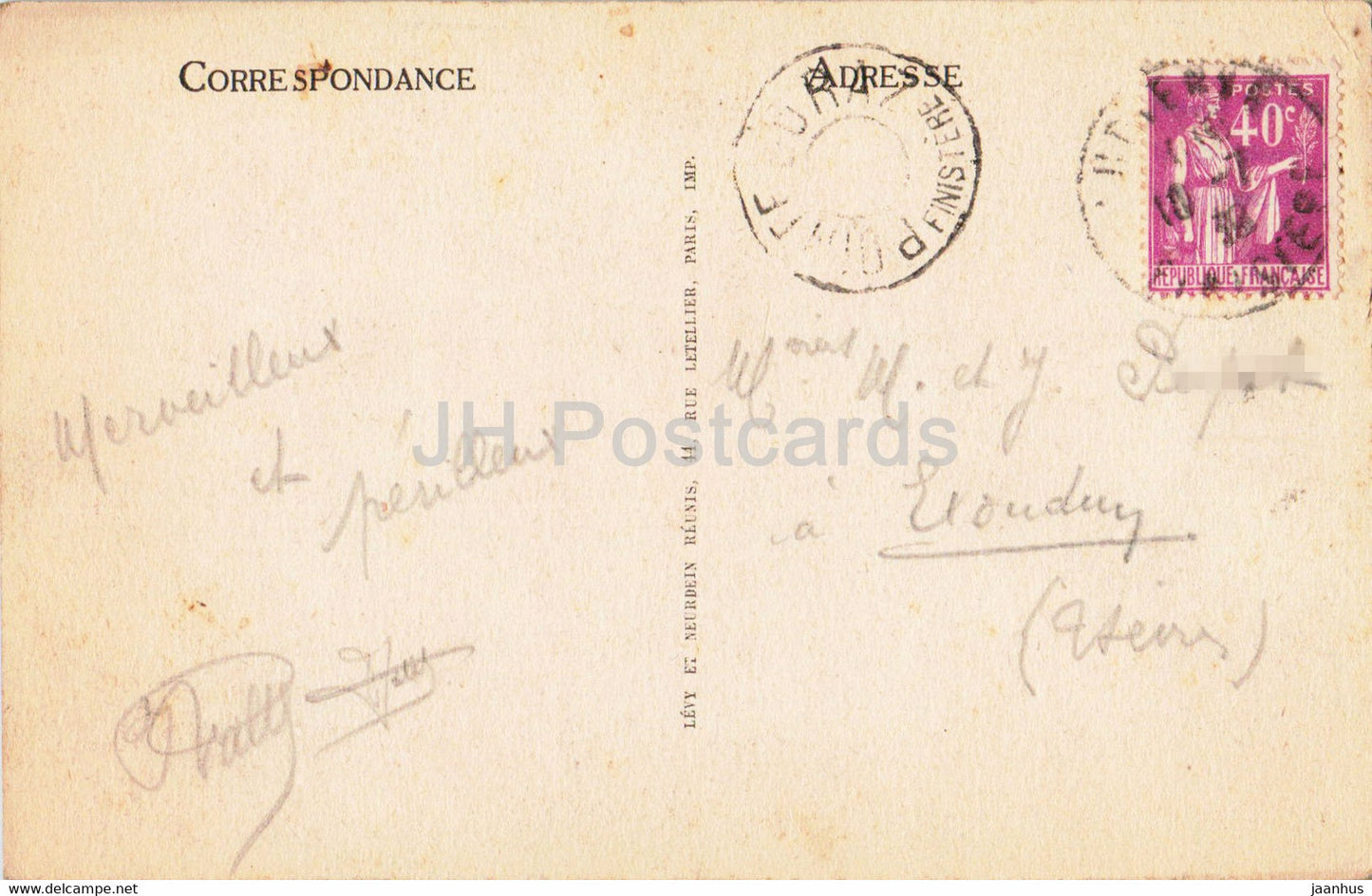 Pointe du Raz - L'Enfer de Plogoff - La Cheminee du Diable - 33 - alte Postkarte - 1938 - Frankreich - gebraucht