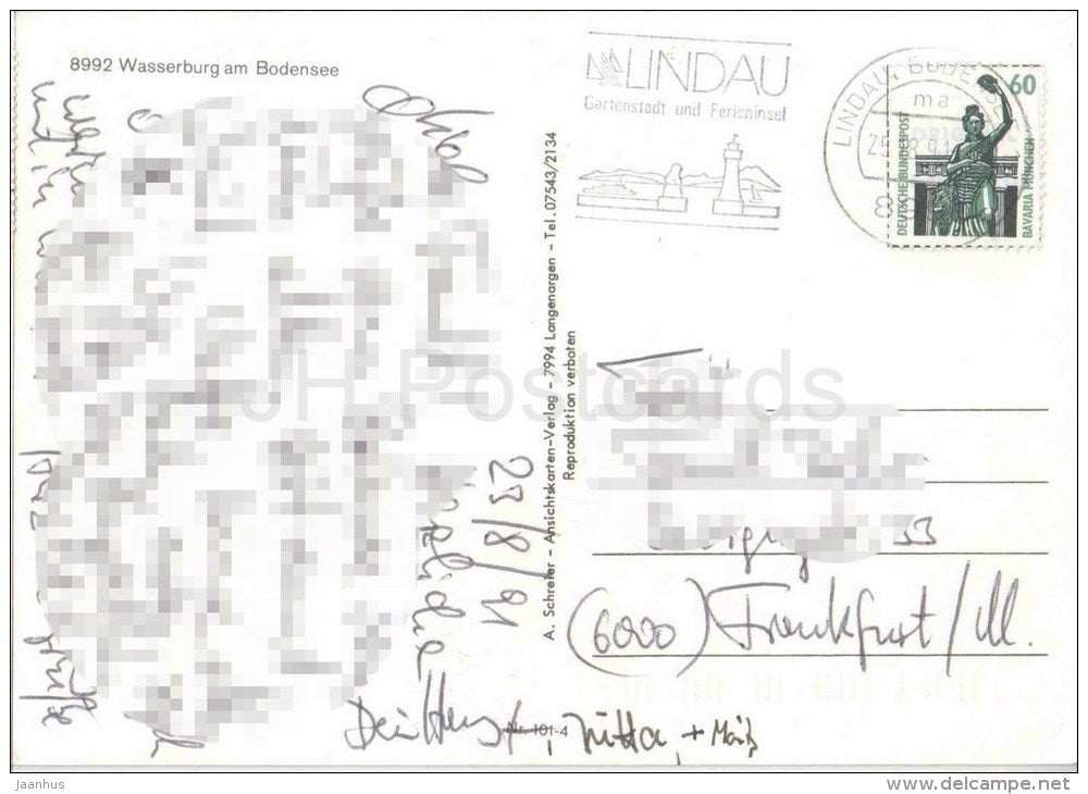 Wasserburg am Bodensee - 101-4 - Germany - 1991 gelaufen - JH Postcards