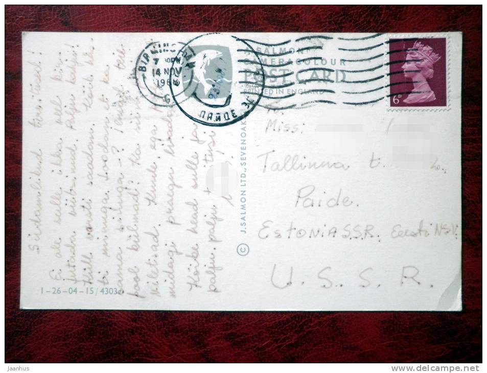 Birmingham - Smallbrook Ringway - transport - car - sent to Estonia, USSR 1968, stamped -England - United Kingdom - used - JH Postcards