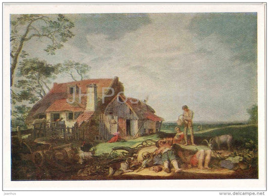 painting by Abraham Bloemaert - Landscape with a peasant hut - dutch art - unused - JH Postcards