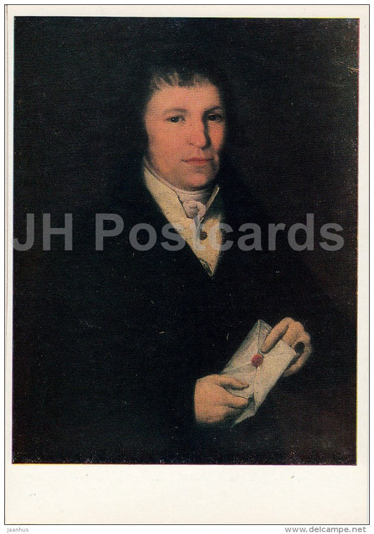 painting by A. Klyukvin - Portrait of Unknown Man , 1822 - Russian art - 1982 - Russia USSR - unused - JH Postcards