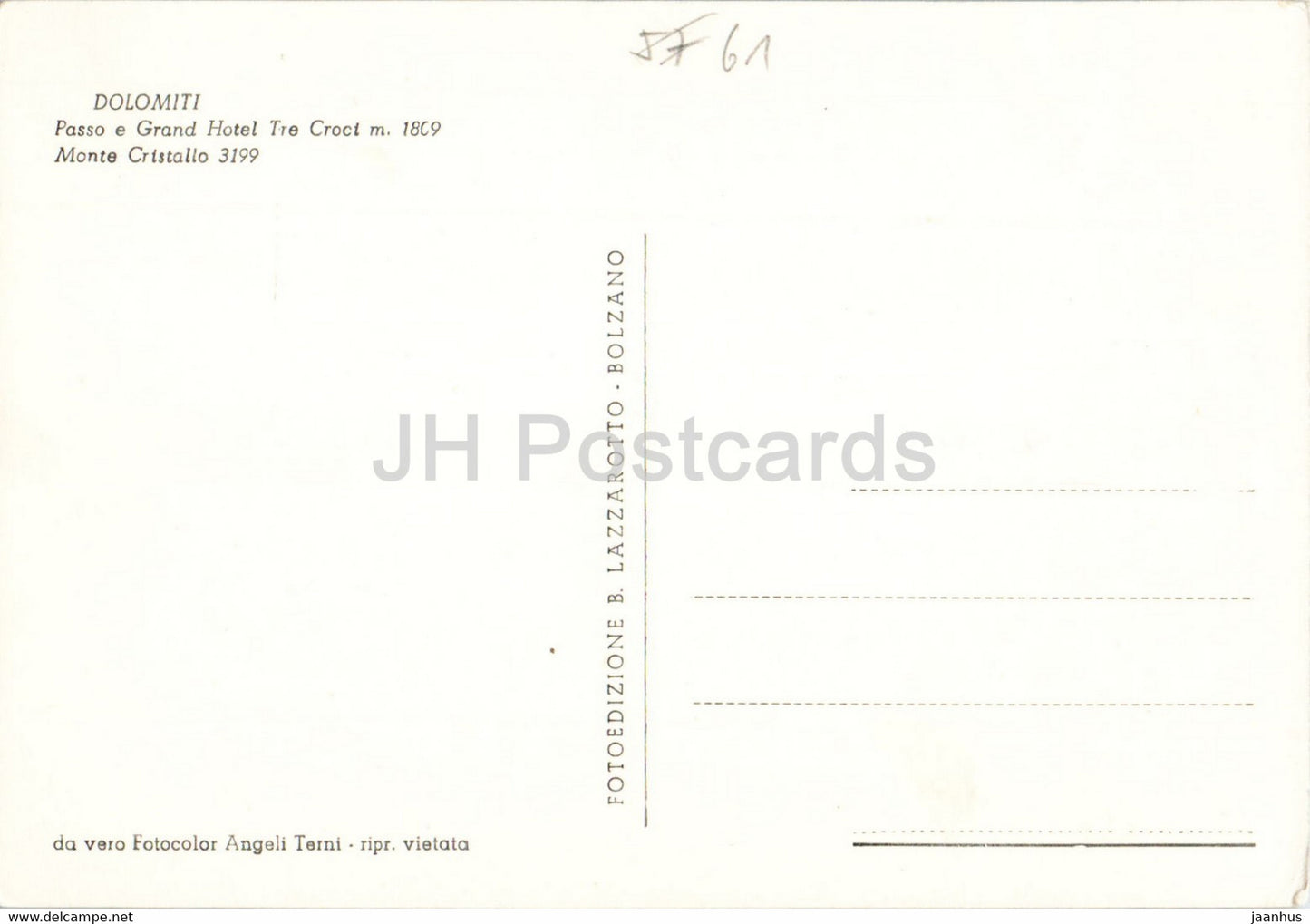 Dolomiti - Passo e Grand Hotel Tre Croci 1809 m - Monte Cristallo - 180 - Italy - unused