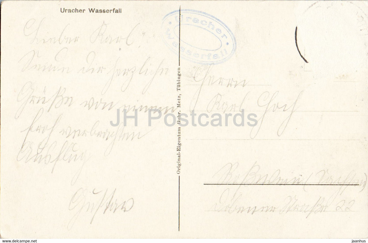 Uracher Wasserfall - waterfall - old postcard - Germany - used