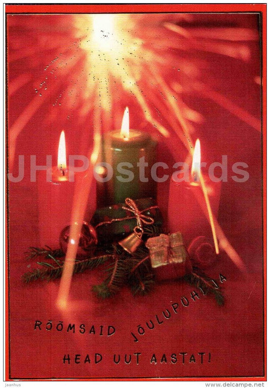 Christmas Greeting Card - candles - decorations - 1995 - Estonia - used in 1995 - JH Postcards