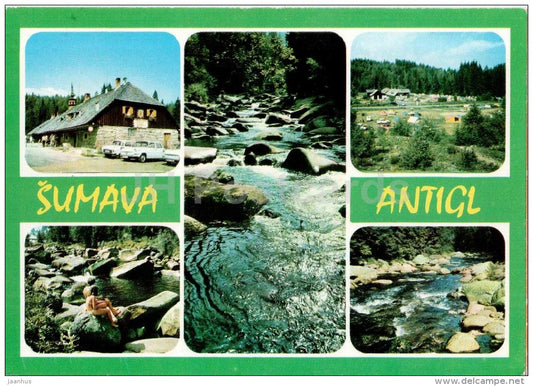 National Park Šumava - Antigl - camping area - mountain river - nature - Czechoslovakia - Czech - used 1980 - JH Postcards