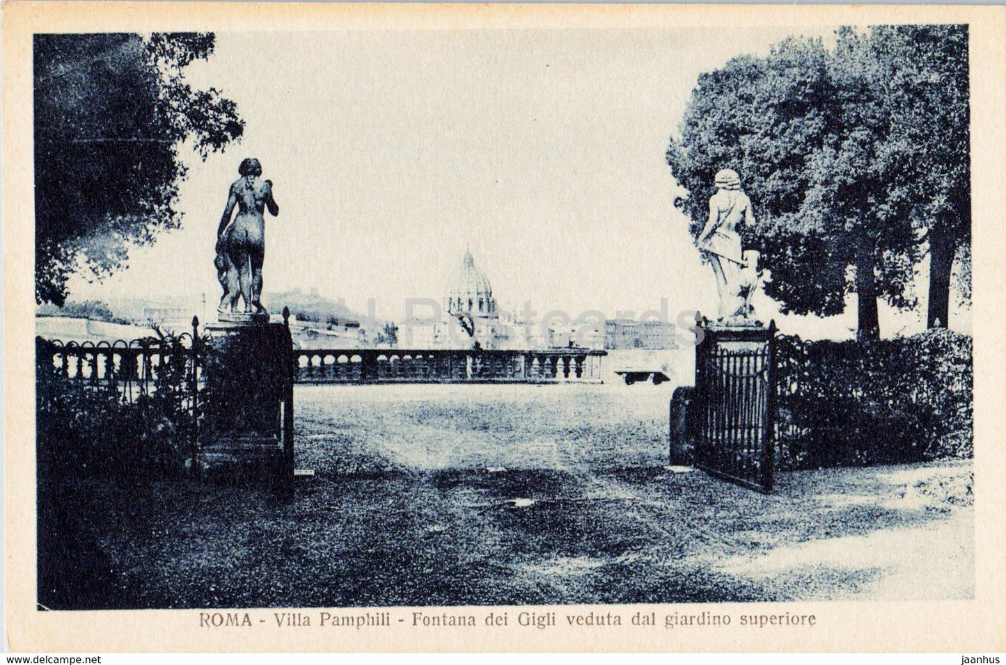 Roma - Rome - Villa Pamphili - Fontana dei Gigli veduta dal giardino superiore - 36946 - old postcard - Italy - unused - JH Postcards