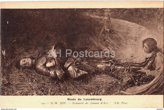 painting by G W Joy - Sommeil de Jeanne d'Arc - 520 - Irish art - old postcard - France - unused - JH Postcards