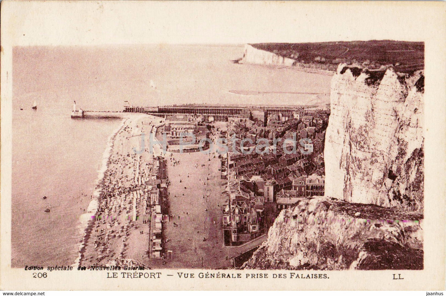 Le Treport - Vue Generale prise des Falaises - 206 - old postcard - 1925 - France - used - JH Postcards