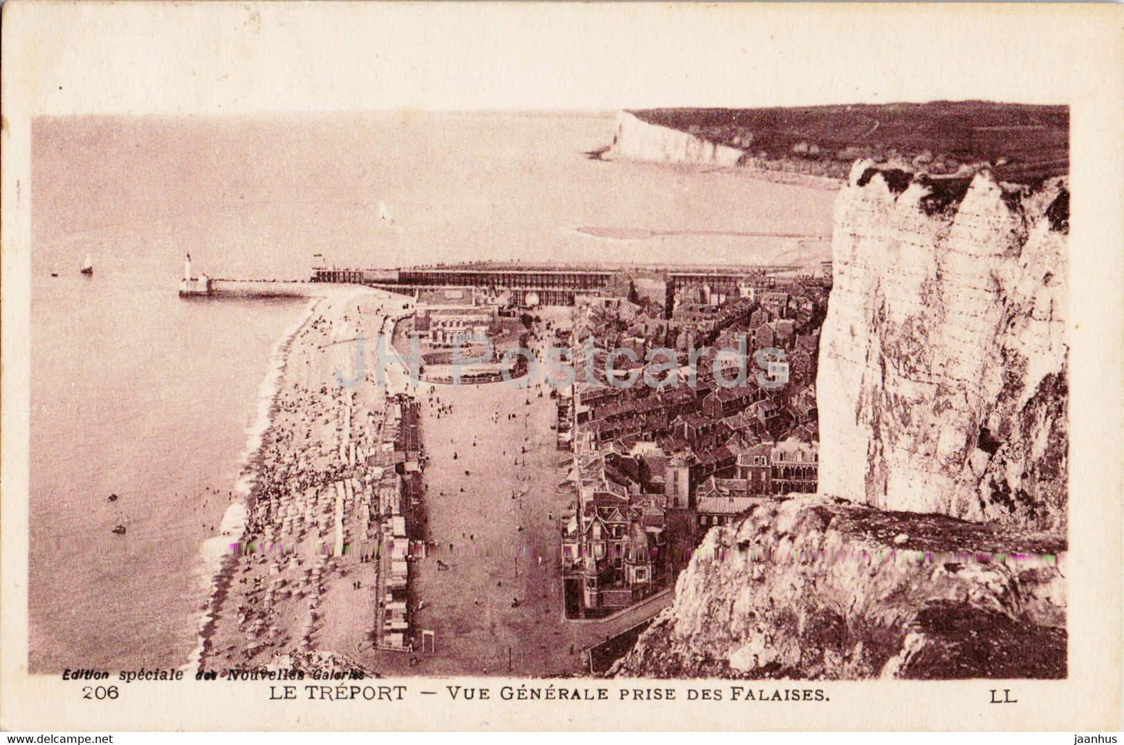 Le Treport - Vue Generale prise des Falaises - 206 - old postcard - 1925 - France - used - JH Postcards