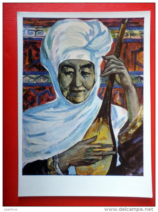 painting by G. Ismailova . People's Artist of the Kazakh SSR Dina Nurpeisova , 1965 - music - kazakhstan art  - unused - JH Postcards