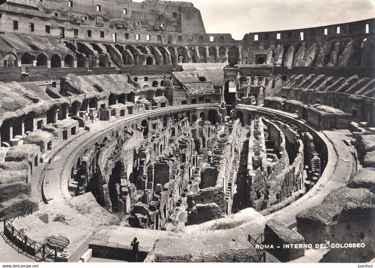 Roma - Rome - Interno del Colosseo - Colosseum - ancient architecture - old postcard - 1955 - Italy - Italia - used - JH Postcards