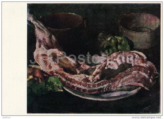 painting by A. Isupov - Still Life . Flesh - Russian art - 1963 - Russia USSR - unused - JH Postcards