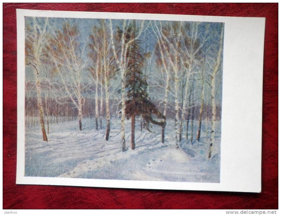 Painting by I. Grabar - winter sunny day, 1941 - russian art - unused - JH Postcards