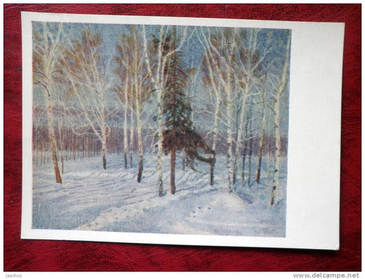 Painting by I. Grabar - winter sunny day, 1941 - russian art - unused - JH Postcards