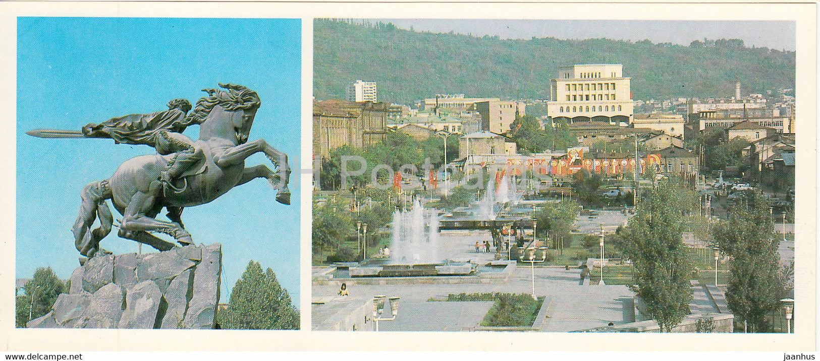 Yerevan - monument to David of Sasun - horse - main prospekt - 1981 - Armenia USSR - unused - JH Postcards