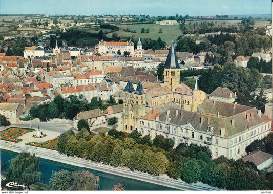 Paray Le Monial - Vue aerienne sur la basilique et place d'Alsace - cathedral - France - unused - JH Postcards
