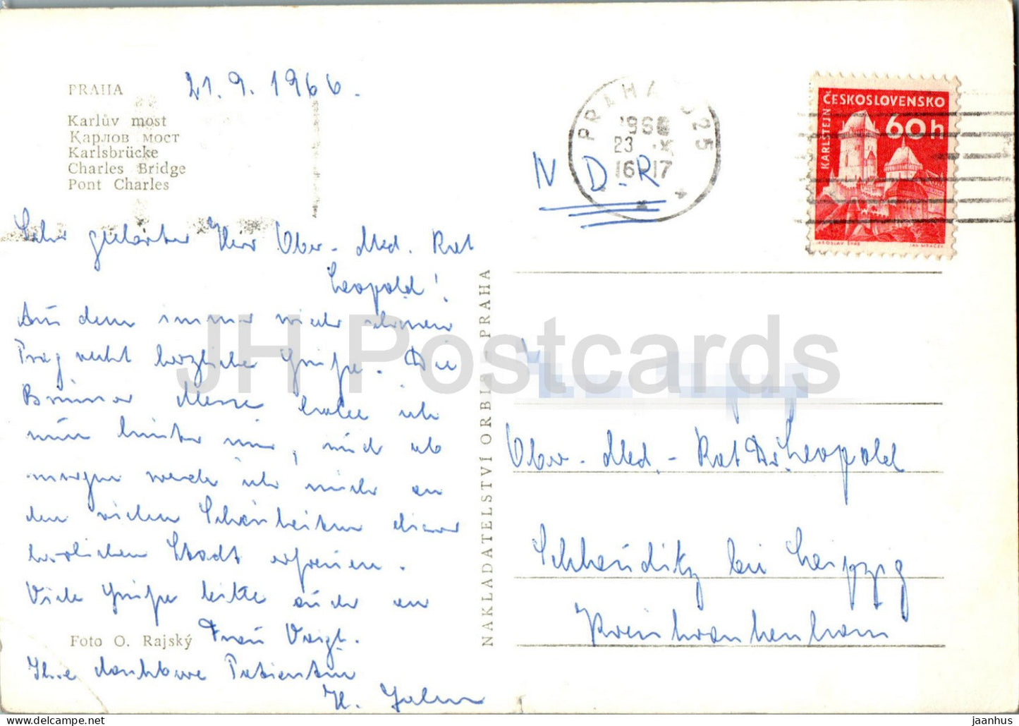 Praha - Prague - Karluv most - Charles Bridge - 1966 - Czech Republic - Czechoslovakia - used