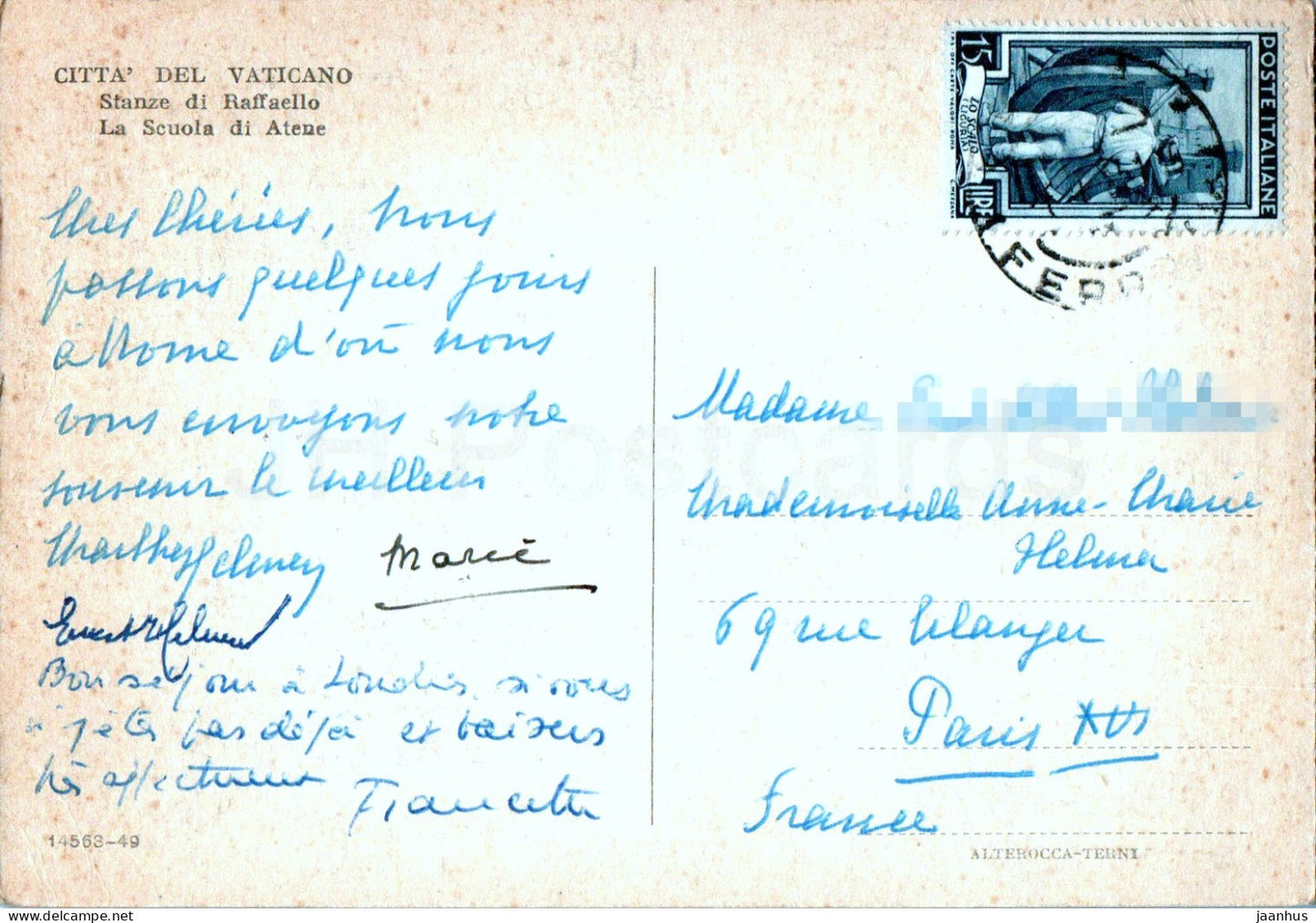 Citta del Vaticano - Stanze di Raffaello - La Scuola di Atene - Italian art - 14563-49 - old postcard - Italy - used