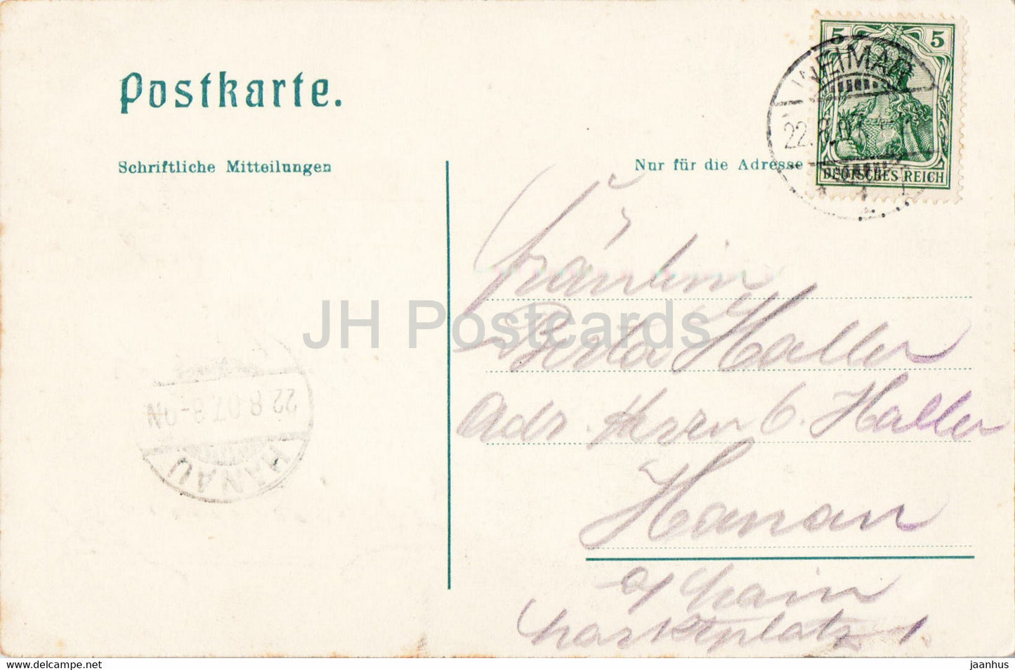 Weimar - Goethe's Gartenhaus - carte postale ancienne - 1907 - Allemagne - utilisé