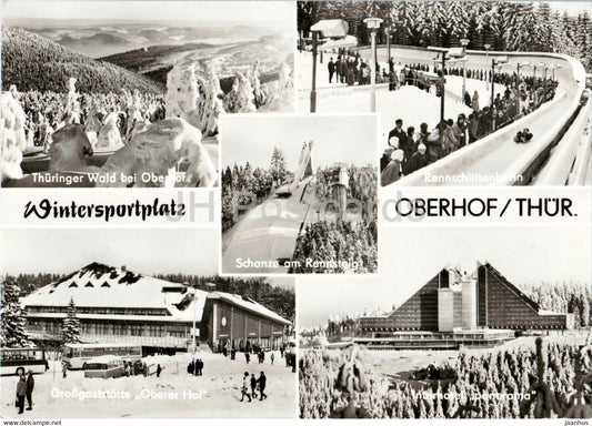 Wintersportplatz Oberhof - Rennschlittenbahn - Oberer Hof - winter sport - ski  old postcard - Germany DDR - used - JH Postcards