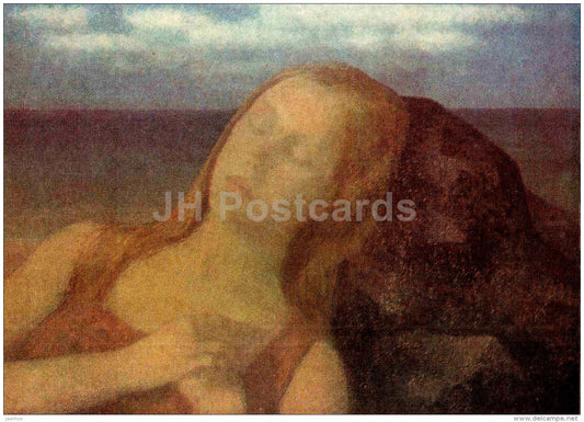 painting by L. Vallimäe-Mark - Affection , 1975 - woman - estonian art - Estonia USSR - 1984 - unused - JH Postcards