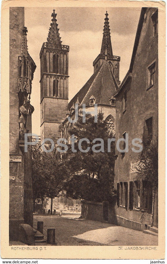 Rothenburg o d Tauber - St Jakobskirche - church - old postcard - Germany - unused - JH Postcards