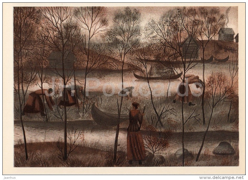 illustration by K. Sokolov - Bog - In the Land of Unfrightened Birds by M. Prishvin - 1979 - Russia USSR - unused - JH Postcards