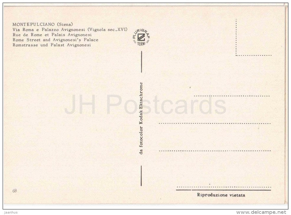 Via Roma e Palazzo Avignonesi - street , palace - Montepulciano - Siena - Toscana - 68 - Italia - Italy - unused - JH Postcards
