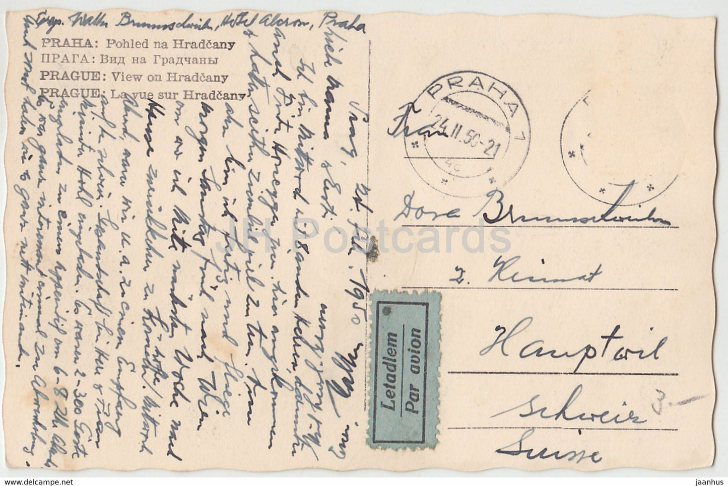 Praha - Prag - Pohled na Hradcany - Blick auf Hradcany - 1950 - Tschechoslowakei - Tschechische Republik - gebraucht