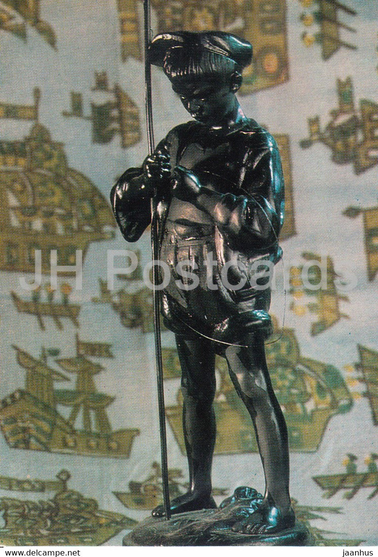 A Young Angler - fisherman - cast iron - Products of the Kasli Masters - 1976 - Russia USSR - unused - JH Postcards