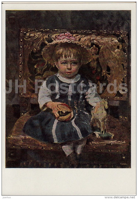 painting  by I. Repin - Portret of Artist Daughter , 1874 - child - hat - Russian art - 1966 - Russia USSR - unused - JH Postcards
