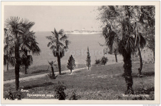 Primorsky park - ship - Sochi - photo card - 1954 - Russia USSR - unused - JH Postcards