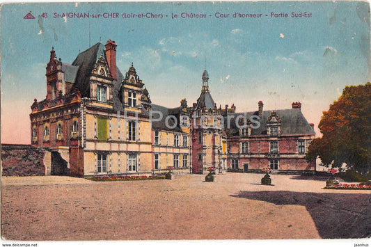 Saint Aignan sur Cher - Le Chateau - Cour d'honneur - Partie Sud-Est - courtyard - 48 - old postcard - France - used - JH Postcards