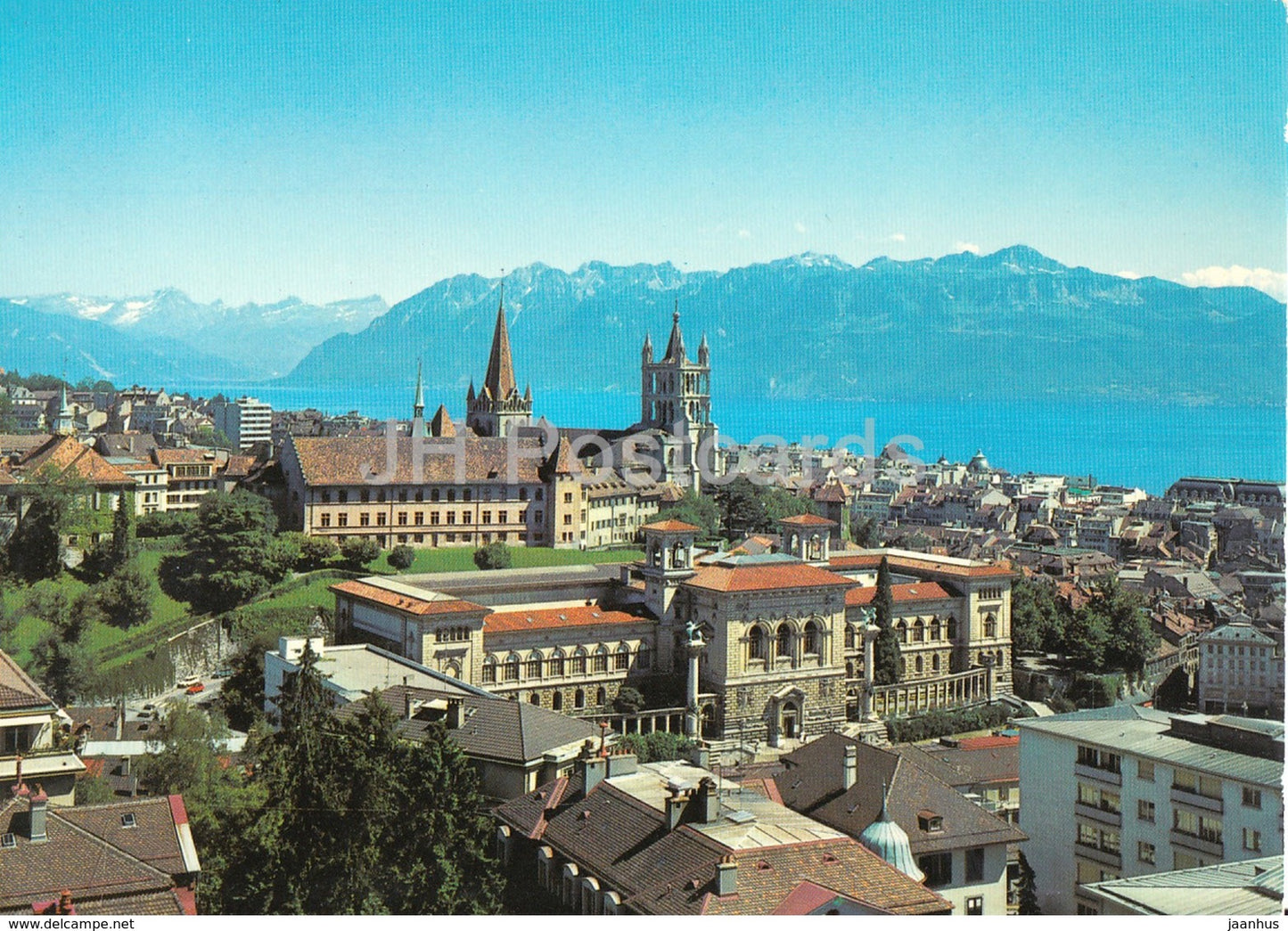 Lausanne - Le Palais de Rumine - la Cathedrale - Le Lac Leman - les Alpes de Savoie - Switzerland - unused - JH Postcards