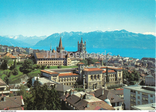 Lausanne - Le Palais de Rumine - la Cathedrale - Le Lac Leman - les Alpes de Savoie - Switzerland - unused - JH Postcards