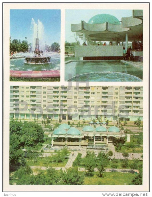 fountain - Blue Cupolas cafe - Tashkent - large format card - 1974 - Uzbekistan USSR - unused - JH Postcards