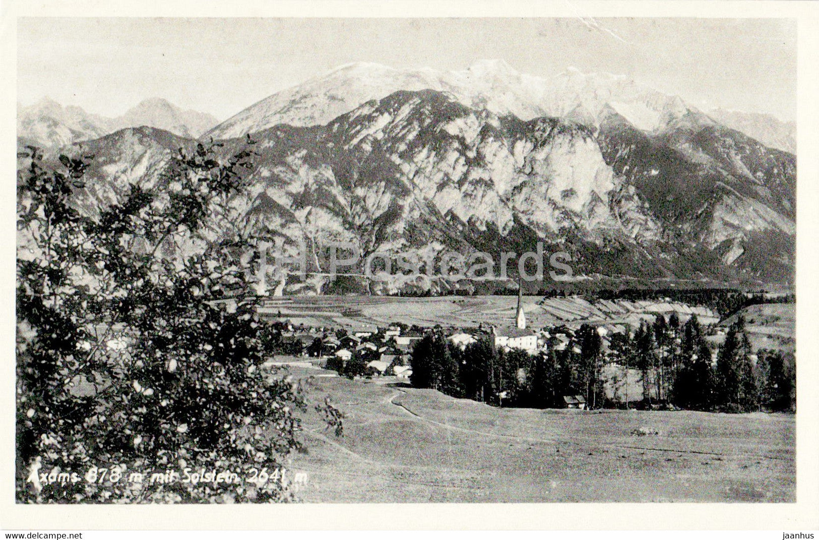 Axams - 878 m mit Solstein 2641 m - old postcard - Austria - unused - JH Postcards