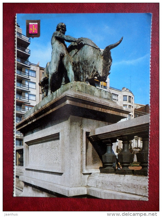 Le Taureau - Liege - bull sculpture - Belgium - unused - JH Postcards