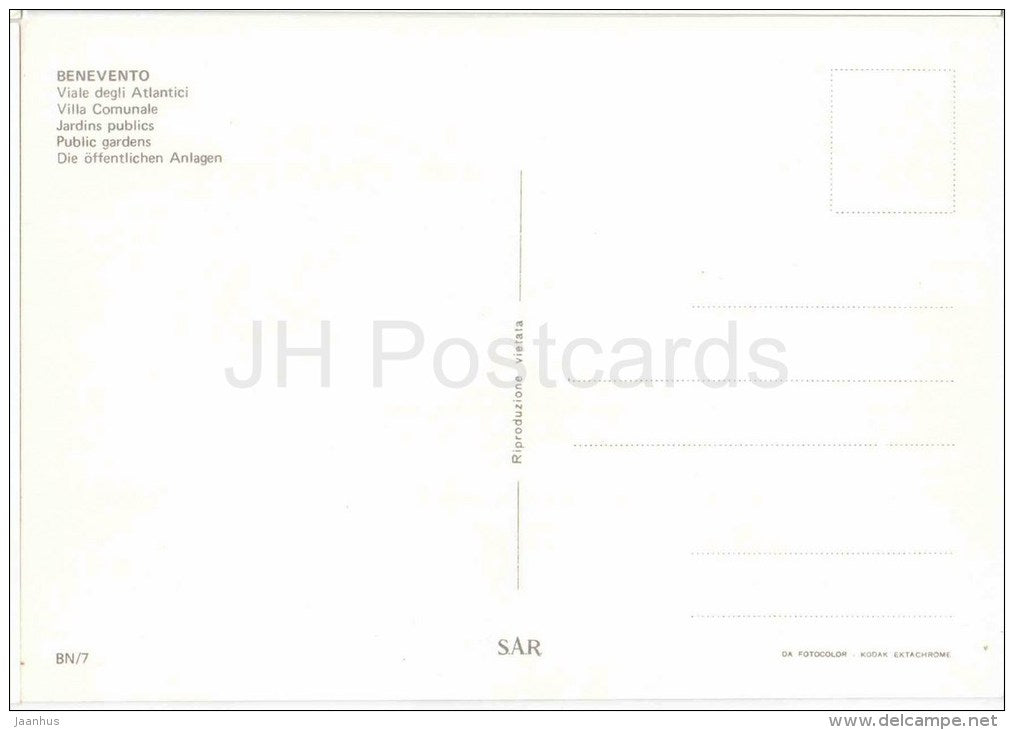 Viale degli Atlantici , Villa Comunale - Public Gardens - Benevento - Campania - BN/7 - Italia - Italy - unused - JH Postcards