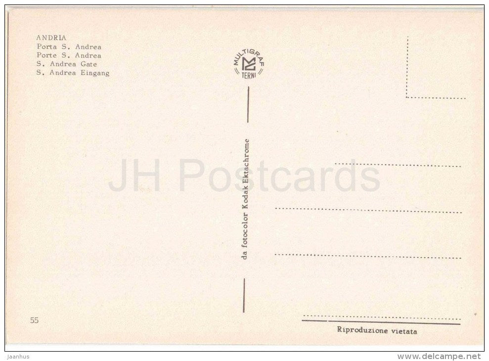 Porta S. Andrea - gate - Andria - Puglia - 55 - Italia - Italy - unused - JH Postcards