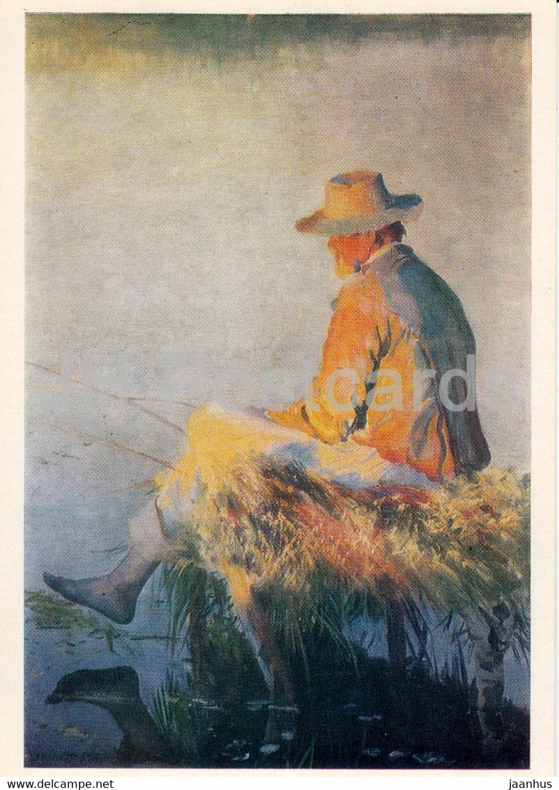 painting by Leon Wyczolkowski - Fisherman - Polish art - 1981 - Russia USSR - unused - JH Postcards