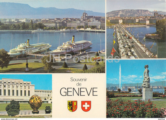Geneve - Geneva - Souvenir de Geneve - steamer - ship - 1982 - Switzerland - used - JH Postcards