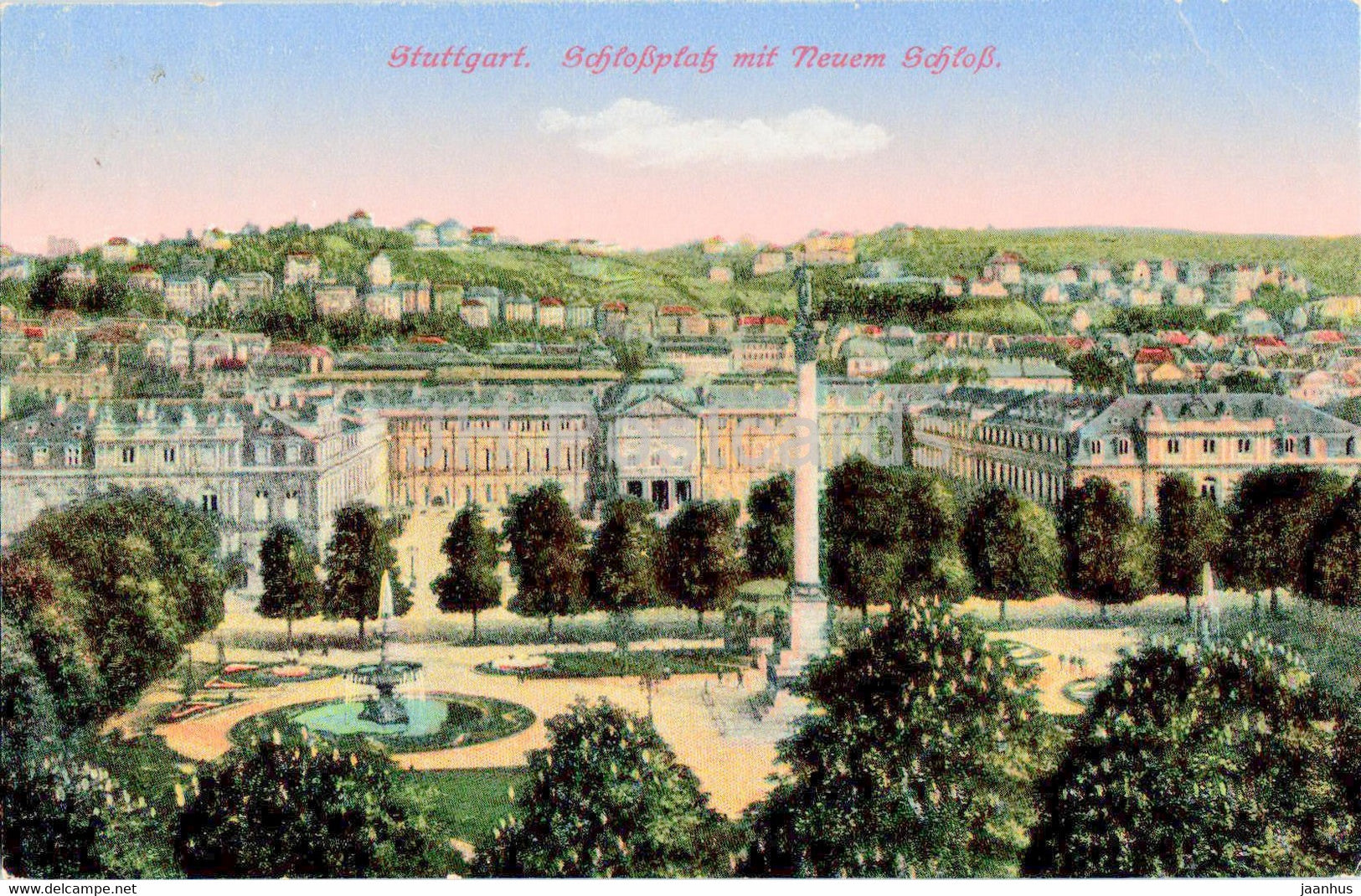Stuttgart - Schlossplatz mit Neuem Schloss - castle - old postcard - 1919 - Germany - used - JH Postcards