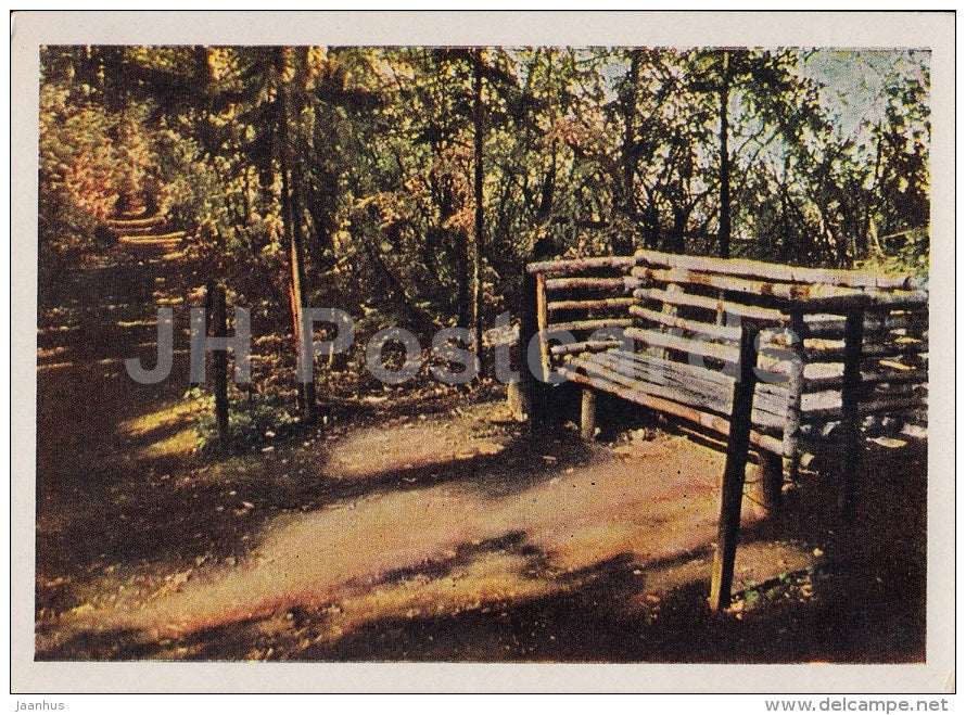 Tolstoy´s favorite bench - Russian writer Leo Tolstoy House Museum - Yasnaya Polyana - 1963 - Russia USSR - unused - JH Postcards