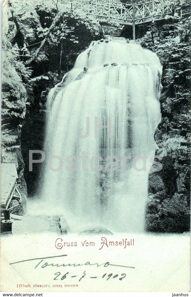 Gruss vom Amselfall - old postcard - 1902 - Germany - used - JH Postcards