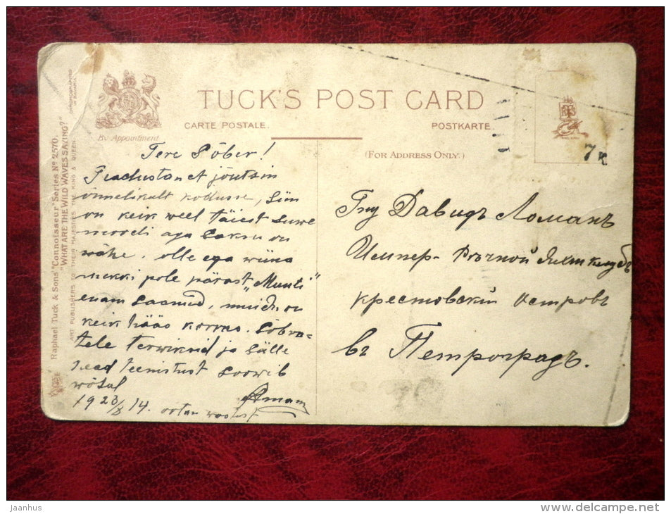 EA Stormy Day by M. Morris - series Nr 2570 - embossed- gulls - circulated in 1914 - tsarist Russia, Estonia - used - JH Postcards