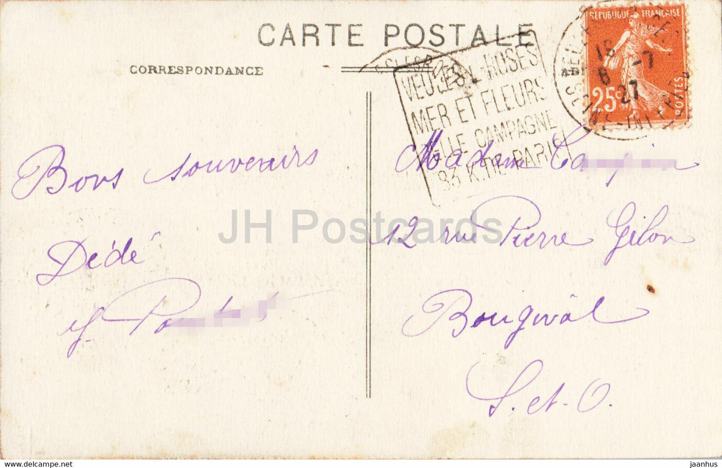 Veules les Rosse Roses - Villa la Terrasse - old postcard - 1927 - France - used